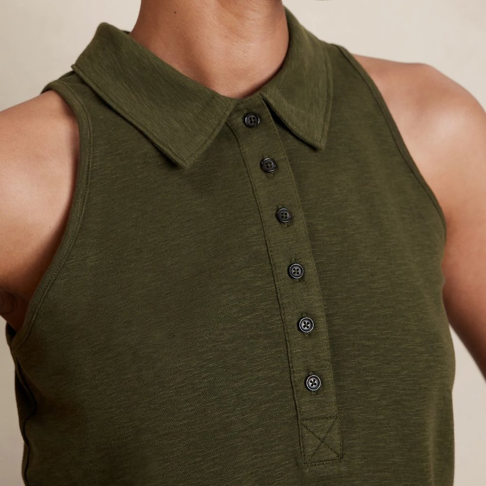Banana republic slub ribbed polo tank NWT